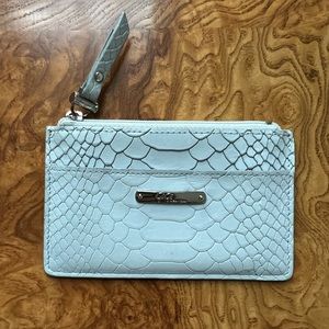 Gigi New York Embossed Python Leather Card Holder, Light Blue